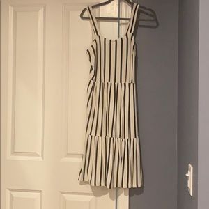Black and white striped cotton dress